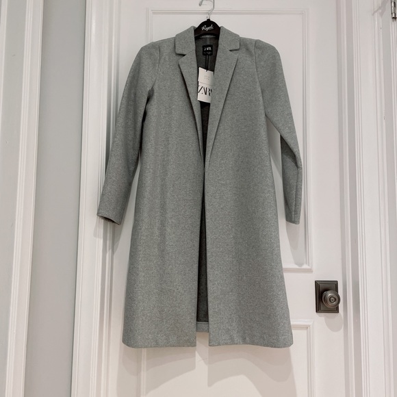 NWT ** Zara Long Coat, Open front, Side pockets - Picture 7 of 7